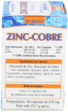 Zinc y Cobre Microgranulos 50 Cápsulas