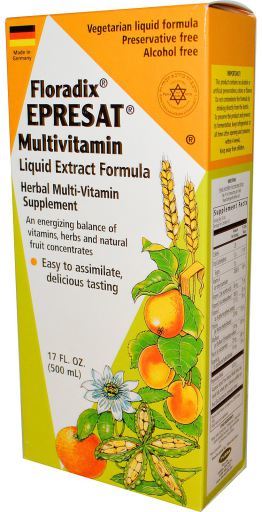 Epresat Multivitamin 250 mililitros sin gluten contribuye a un equilibrado aporte de vitaminas