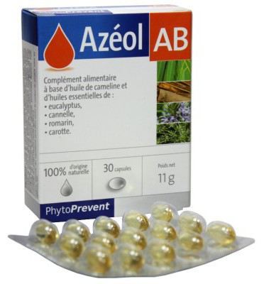 Azeol ab 30 cápsulas con aceites esenciales de eucalipto, canela, romero, zanahoria