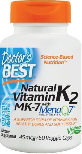 Natural vitamin K2 MK7 with menaQ7 45 mcg 60 veggie capsules