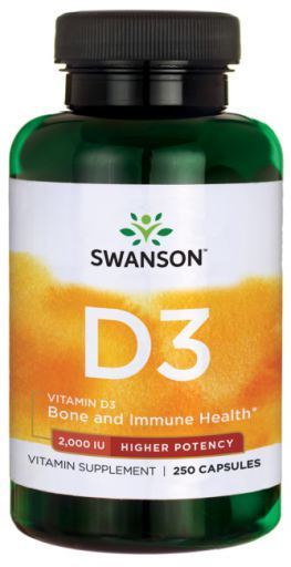 Vitamin D3 2000 IU Higher Potency 250 Capsulas