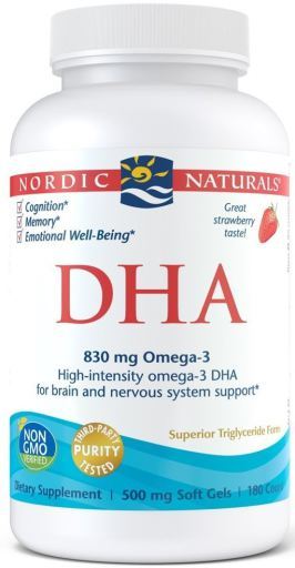 DHA de Fresa 830 mg Omega-3 180 Cápsulas Blandas