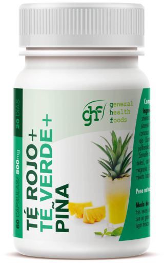 Té Rojo + Té Verde + Piña 60 cápsulas 500 mg