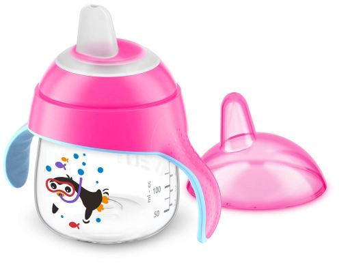 Vaso con Boquilla Rosa Pingüino 200 ml