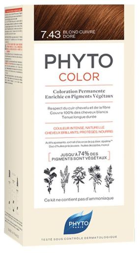 Phytocolor Coloración Permanente 7,43 Rubio Dorado Cobrizo