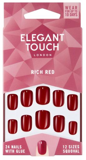 Rich Red Uñas Postizas 24 uds