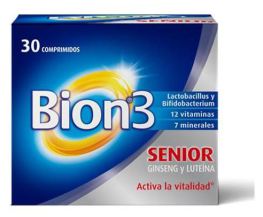Bion3 Senior Vitaminas Ginseng y Luteína 30 comprimidos
