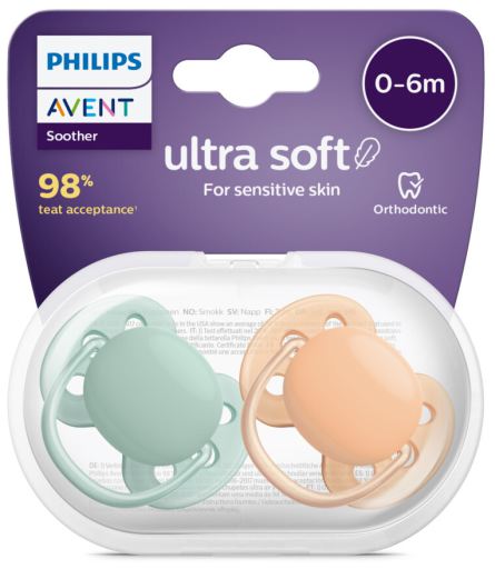 Chupetes Ultra Soft Neutro para Bebé de 0 a 6 Meses 2 uds