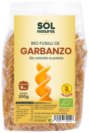 Fusilli de Garbanzo sin Gluten Bio 300 gr