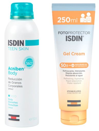 Fotoprotector Gel Crema SPF 50+ 250 ml + Acniben Body Spray 150 ml