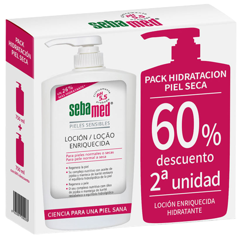 Loción Enriquecida Hidratante Con Pantenol Ideal Piel Seca 2 x 750 ml