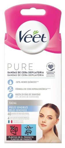 Bandas de Cera Pure Facial Piel Sensible 40 Unidades