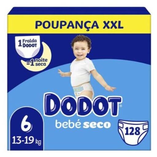 Bebé Seco Pañales XXL Talla 6 de 13 a 19 Kg 128 Unidades