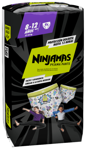 Ninjama Ropa Interior Absorbente 8 a 12 Años 9 Unidades