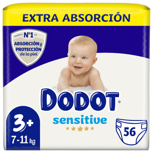 Dodot Sensitive Pa&ntilde;ales Talla 3 de 7 a 11 Kg 56 Unidades