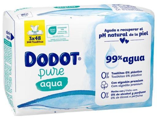 Aqua Pure Cuidado Total 99% Agua Toallitas Húmedas 144 Unidades