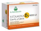 Vitamina D3 4000 Unidadesi K2 Calcio 48 Cápsulas