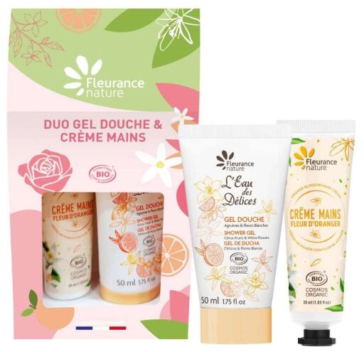 Fleurance Nature Duo Gel Douche et Cr&egrave;me Mains Agrumes & Fleur d'Oranger 2 Piezas